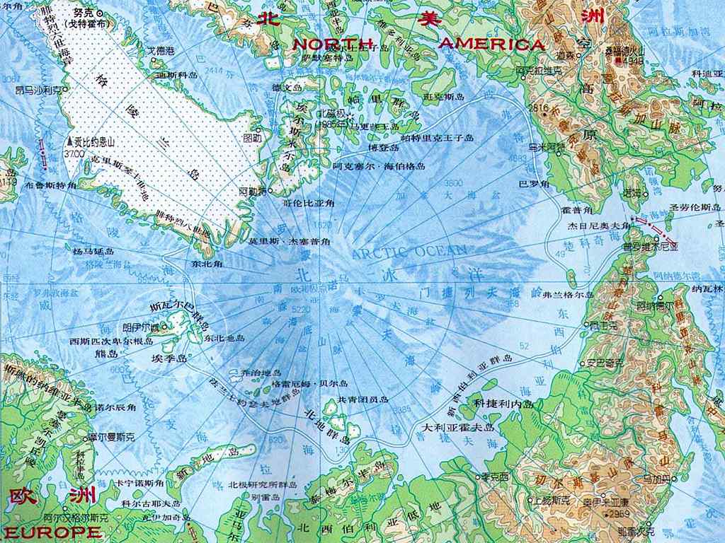 北冰洋地图[注意左边的圆圈]