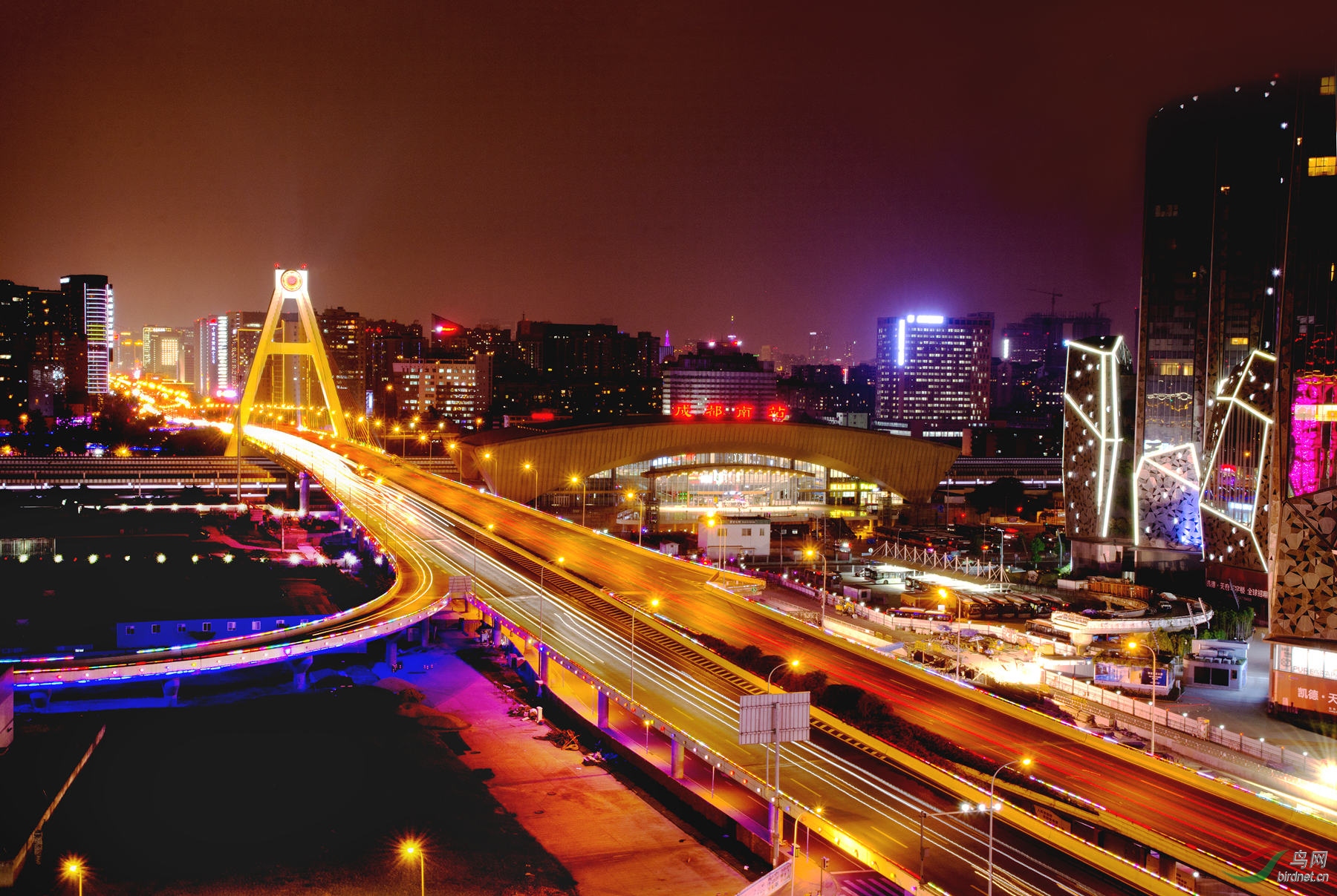 成都夜景——火车南站立交桥