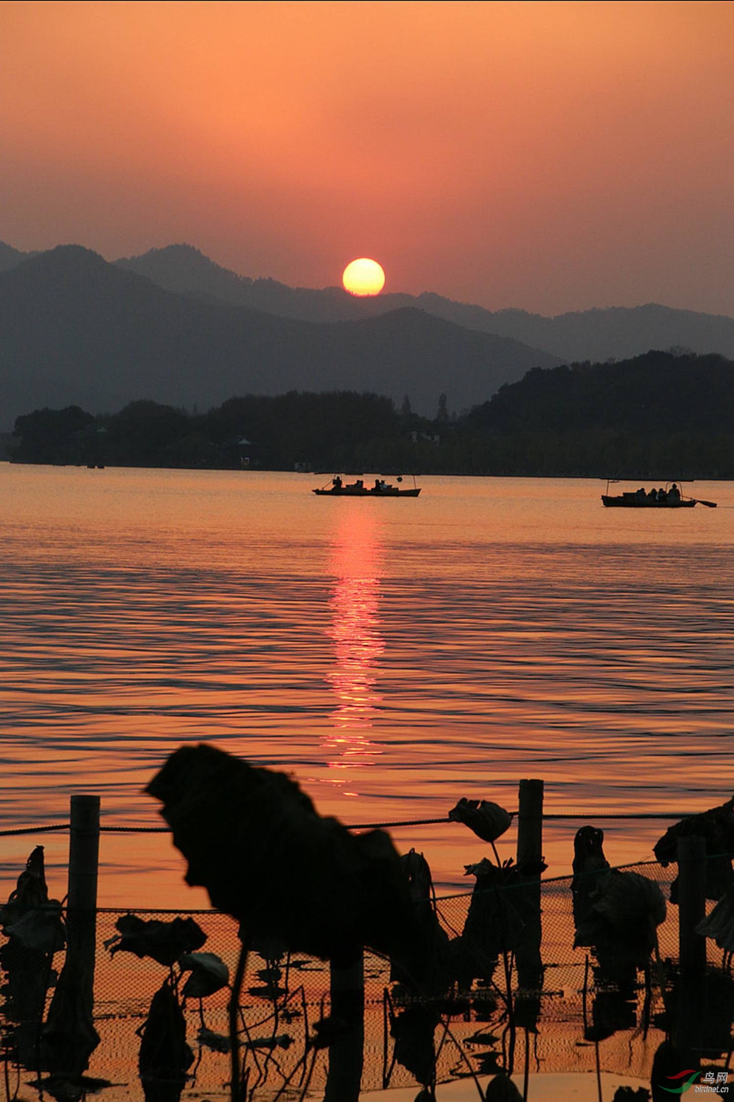 杭州西湖落日