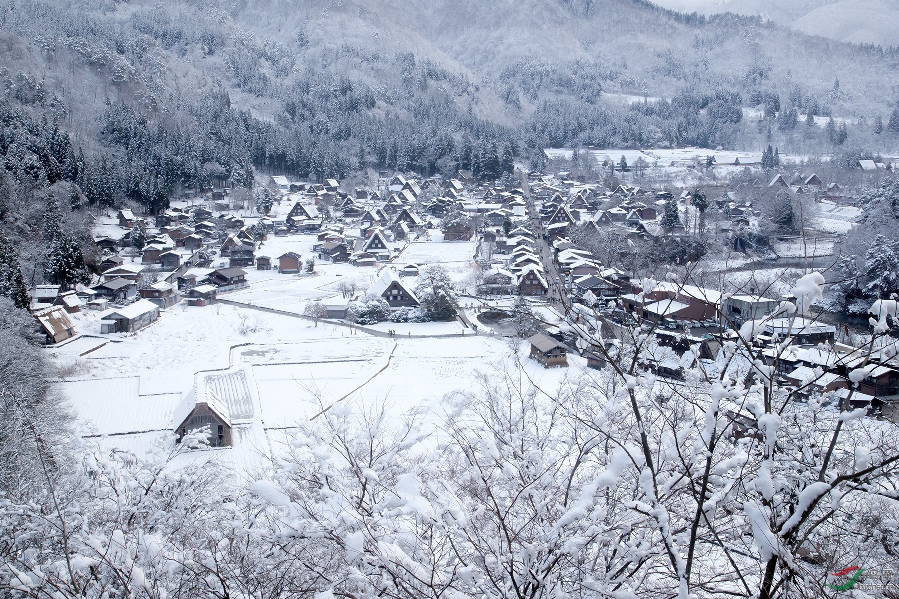 雪景白川乡一瞥 