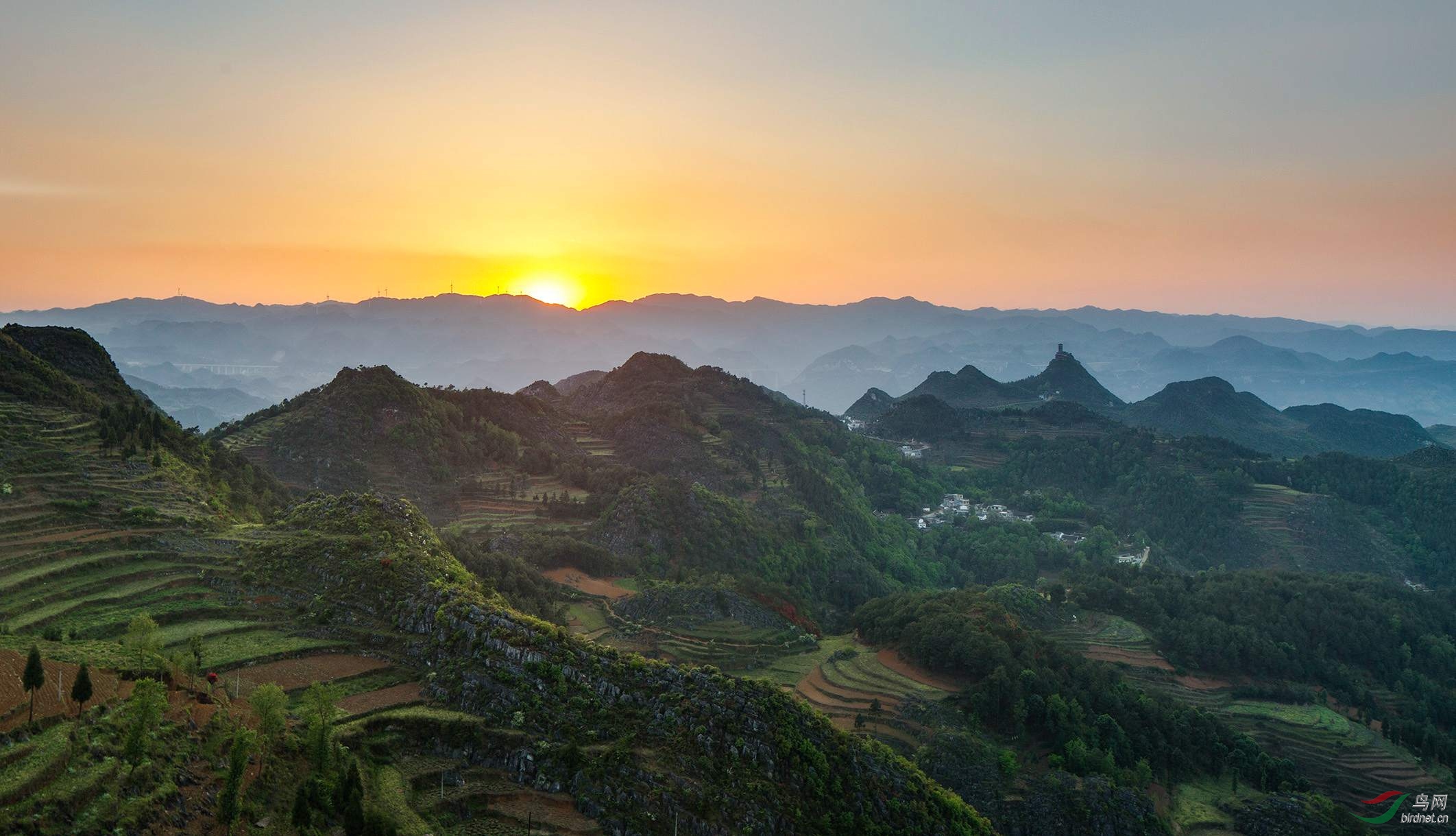 山里日落 - 贵州版 guizhou 鸟网