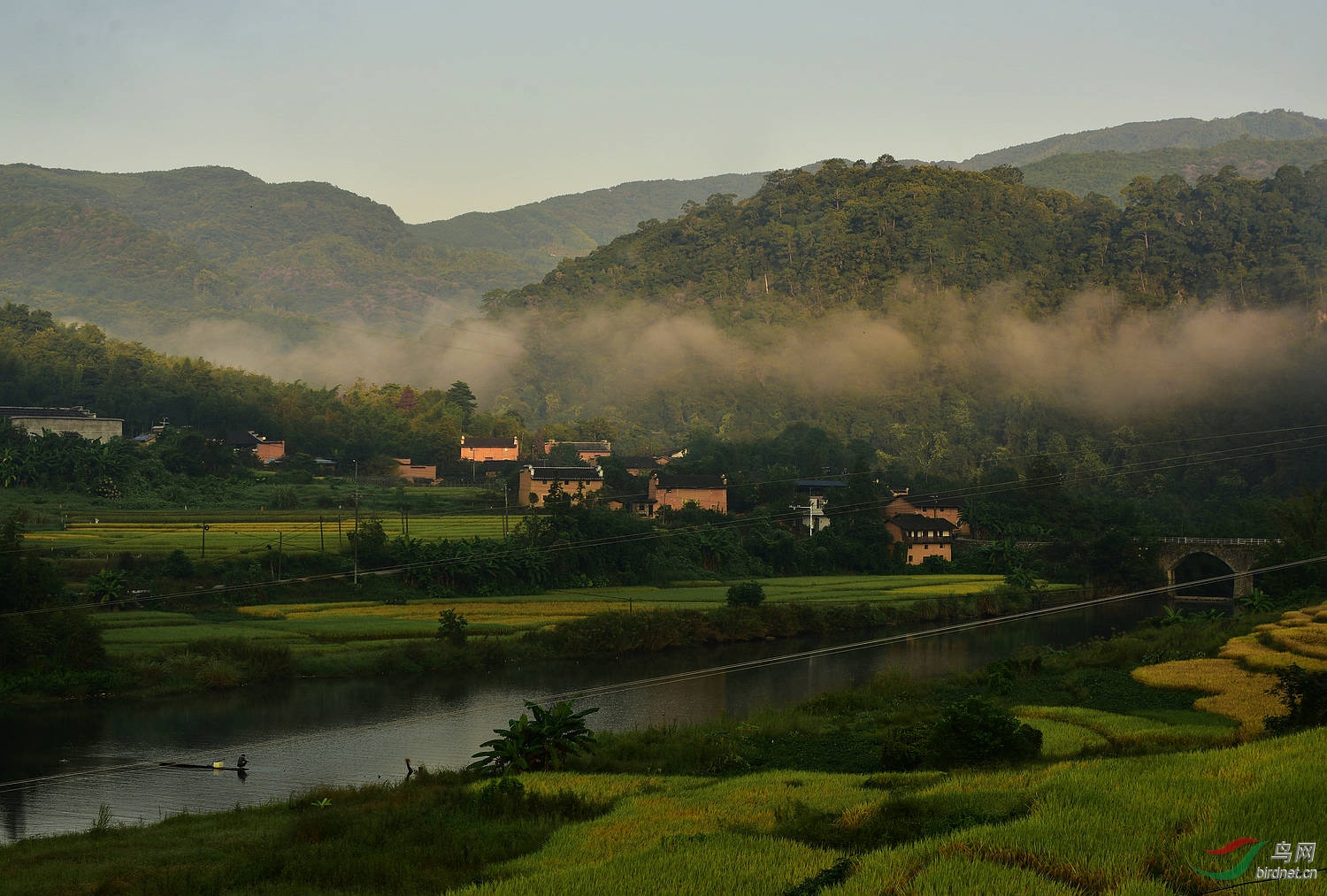 清晨乡村的秋景